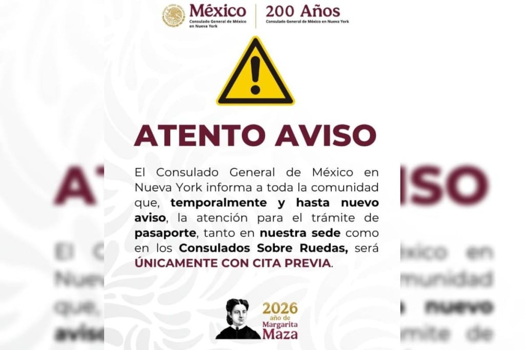 ¡Atención! El Consulado de México en Nueva York ya no atenderá trámites de pasaporte sin cita
