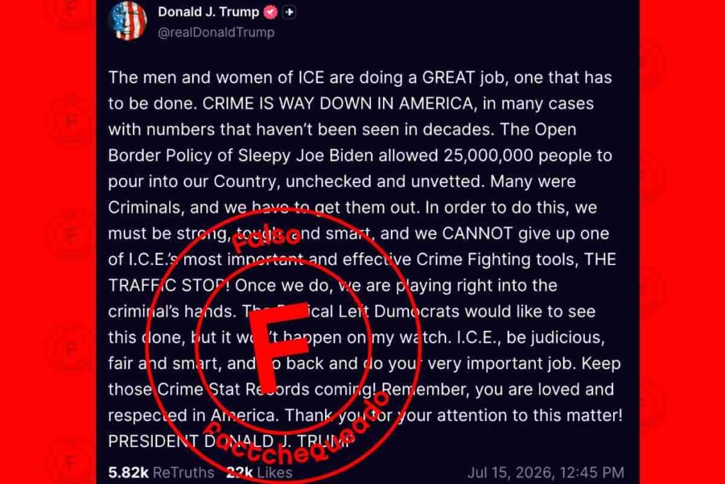 No, no entraron 25 millones de inmigrantes a EE.UU. durante el mandato de Joe Biden, como dice Donald Trump