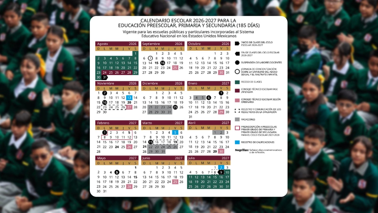 SEP publica calendario OFICIAL 2026-2027: ¿Cuándo inicia el próximo ciclo escolar?