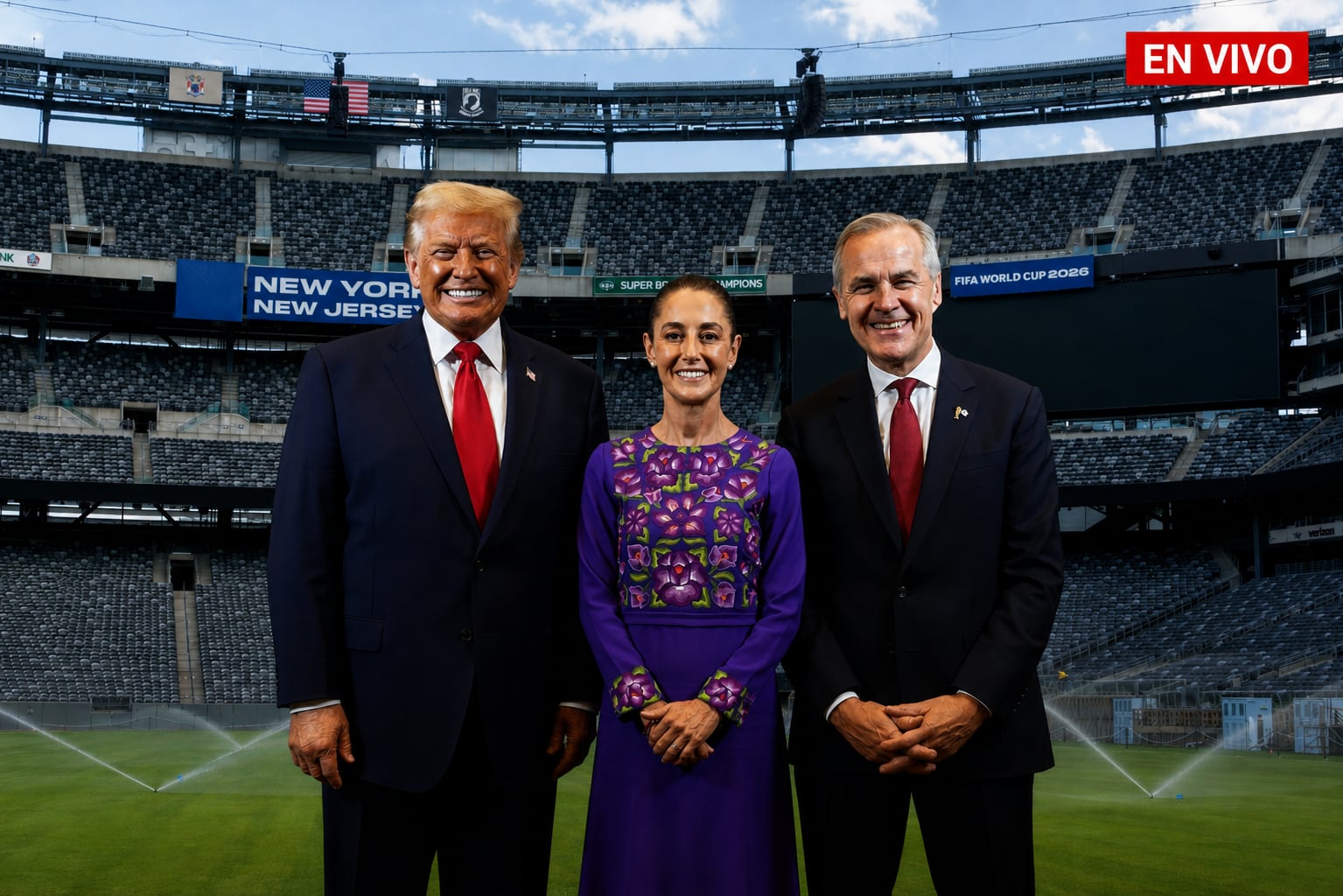 Sheinbaum asiste a la final del Mundial EN VIVO | Minuto a minuto del encuentro con Trump y Carney