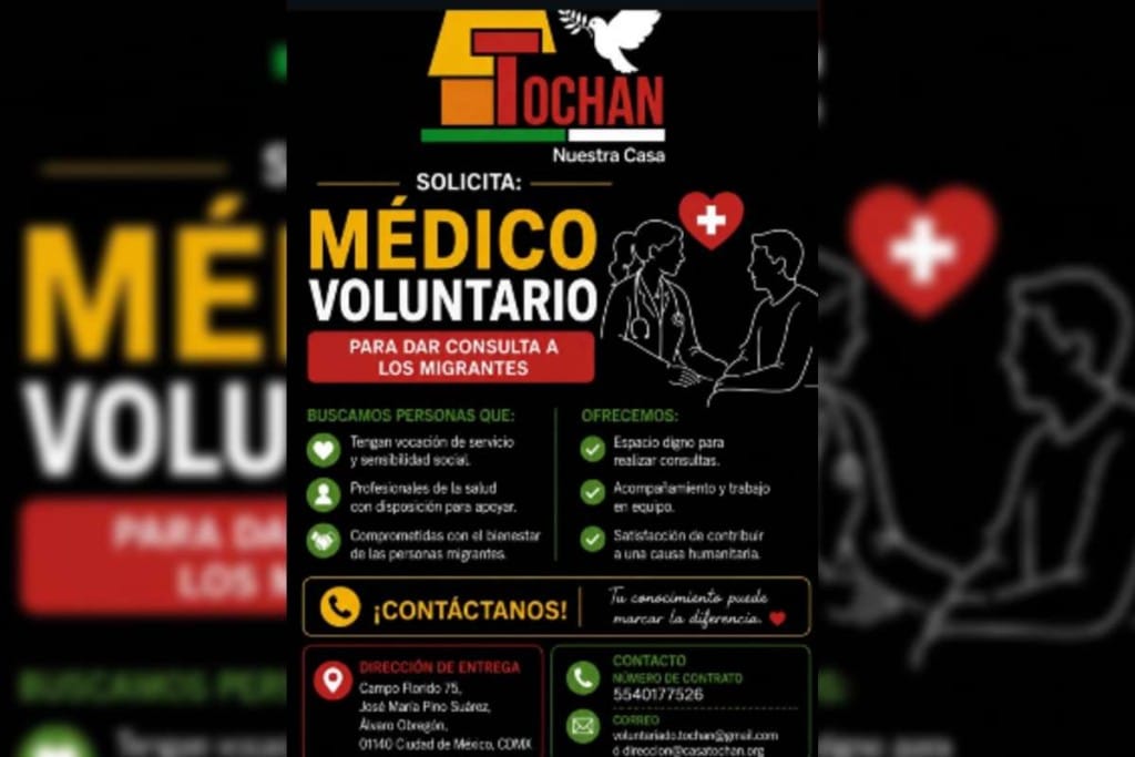 ¿Eres médico? Casa Tochan busca voluntarios para atender a migrantes