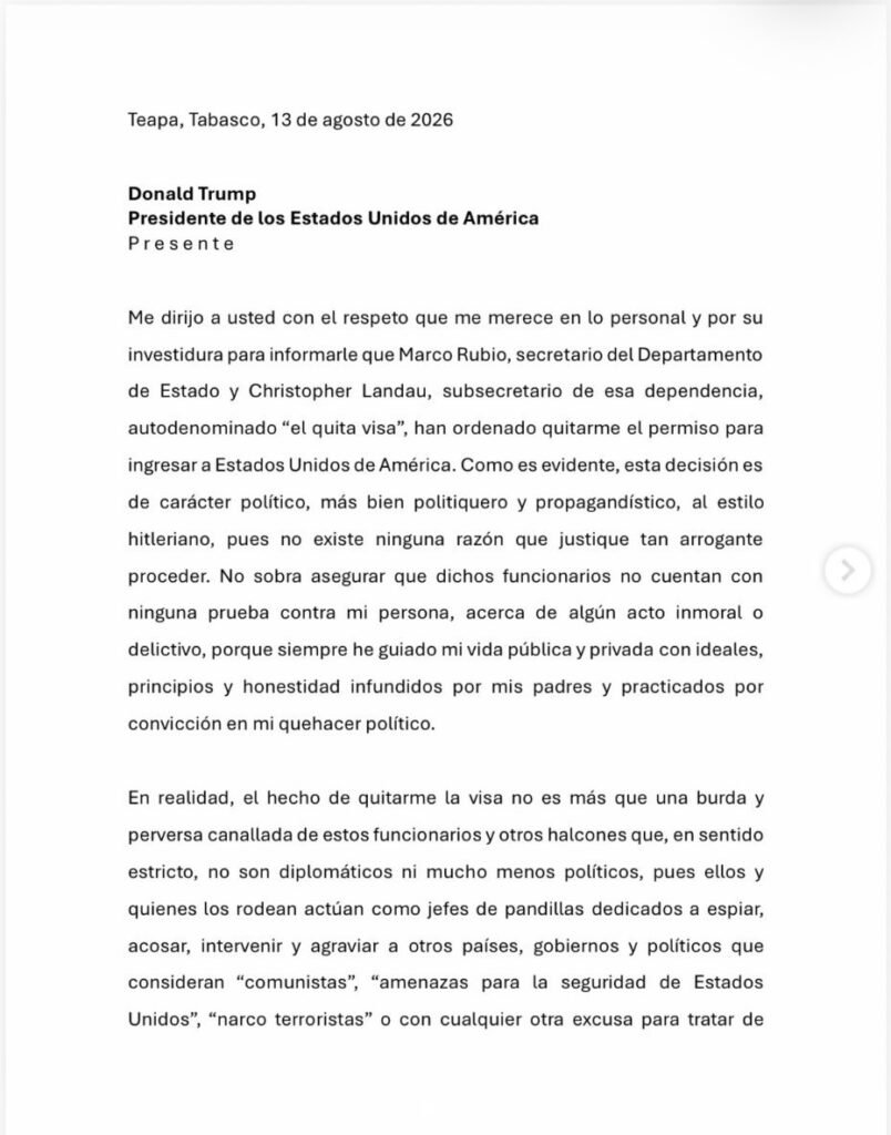 EU quita la visa a “Andy” y él responde con ofensas a Trump y a Marco Rubio