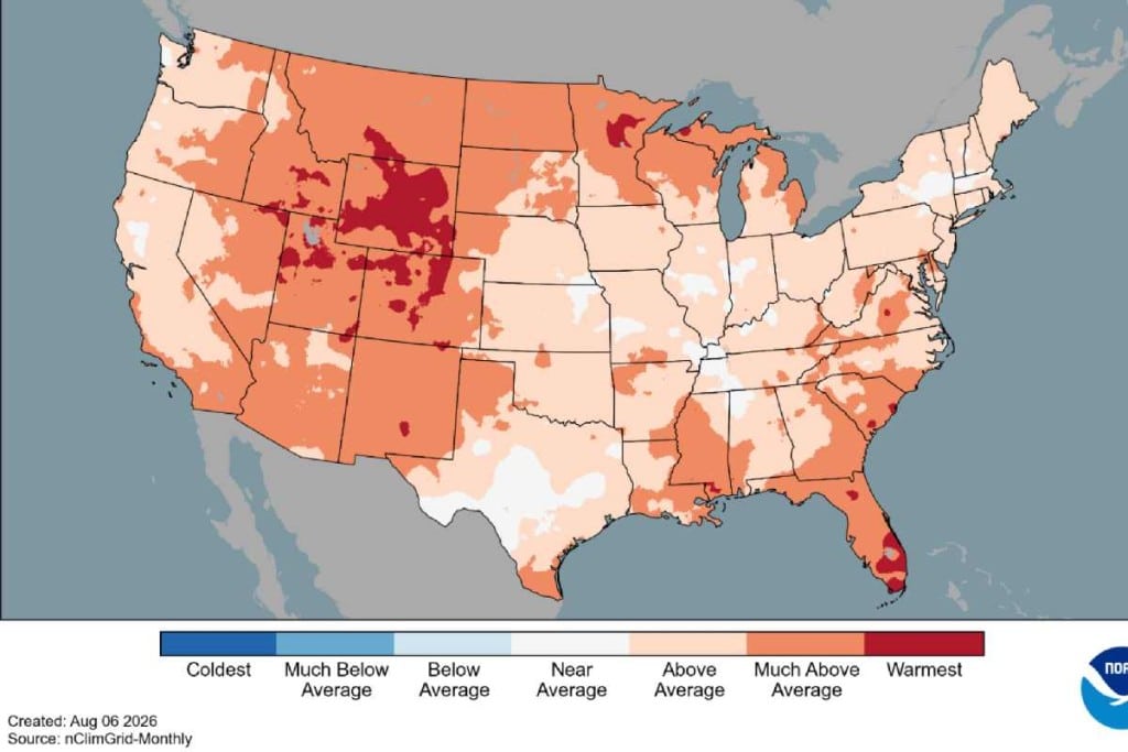 ¡Qué calor! Estados Unidos sufrió el mes de julio más caluroso en más de 130 años