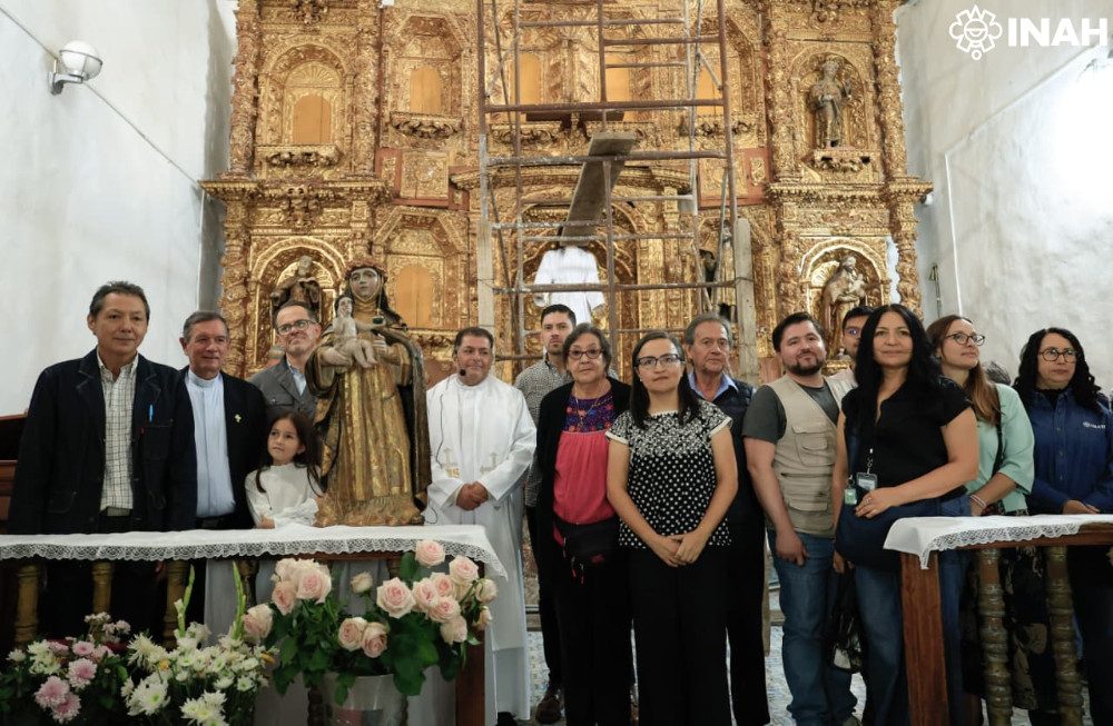Regresa escultura saqueada de Santa Rosa de Lima del siglo XVII a Epazoyucan, Hidalgo