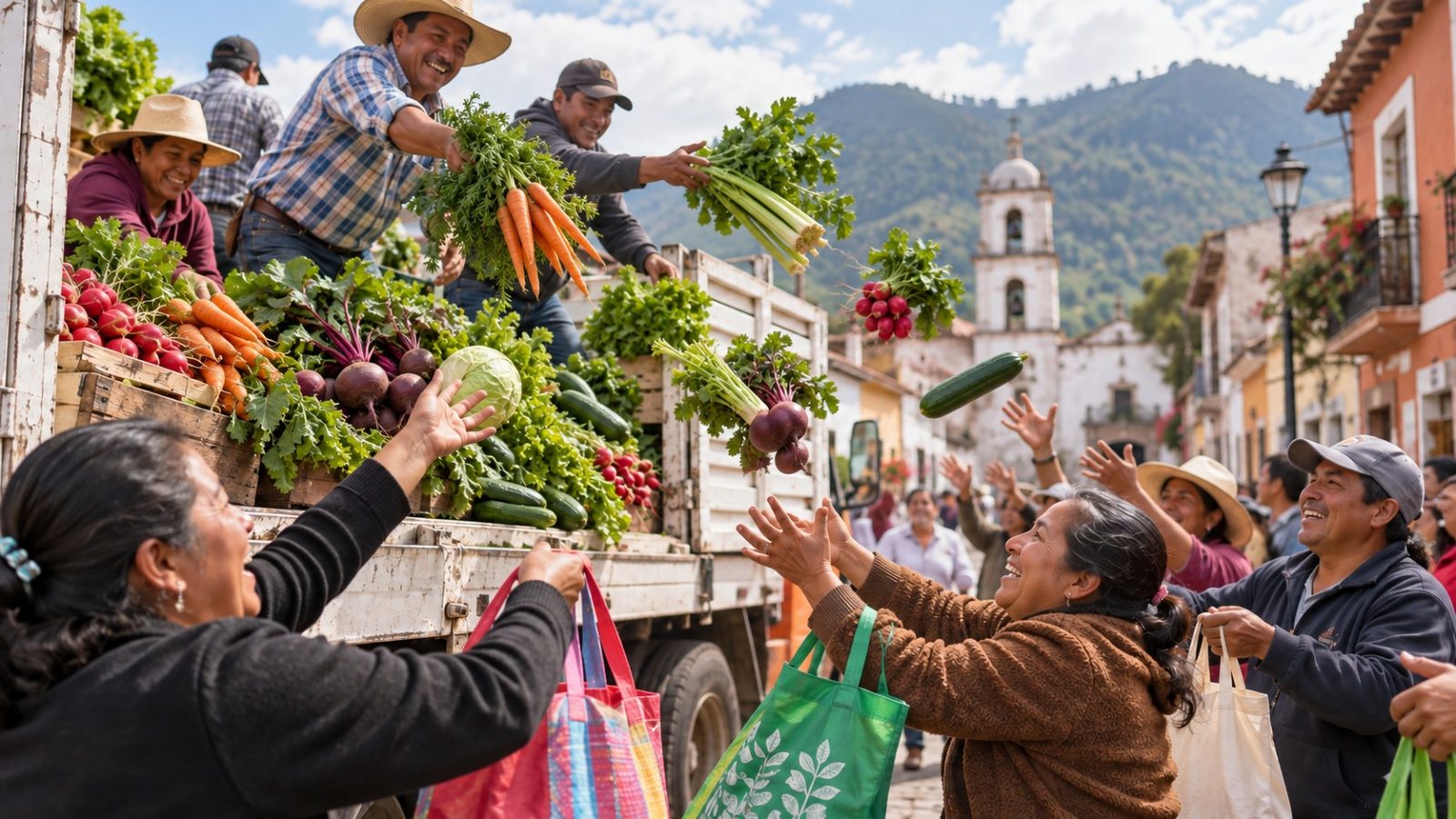 ¡Aquí llueven verduras! El pueblo mexiquense que celebra regalando su cosecha