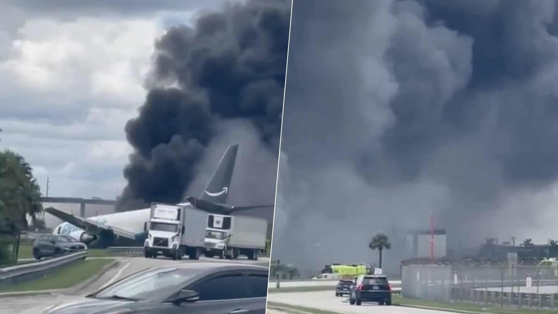 Avión de Amazon que se salió de la pista y se incendió en Miami deja cinco muertos; FFA investiga