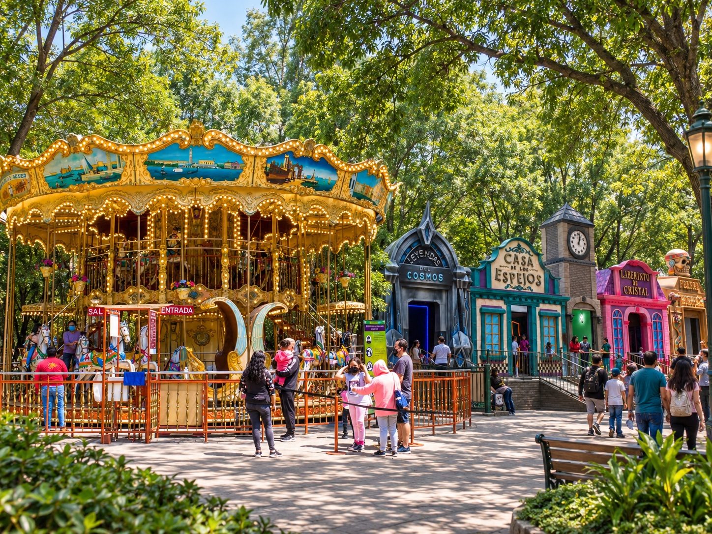 Jardín de los espejos, laberinto de cristal y tirolesas en Chapultepec