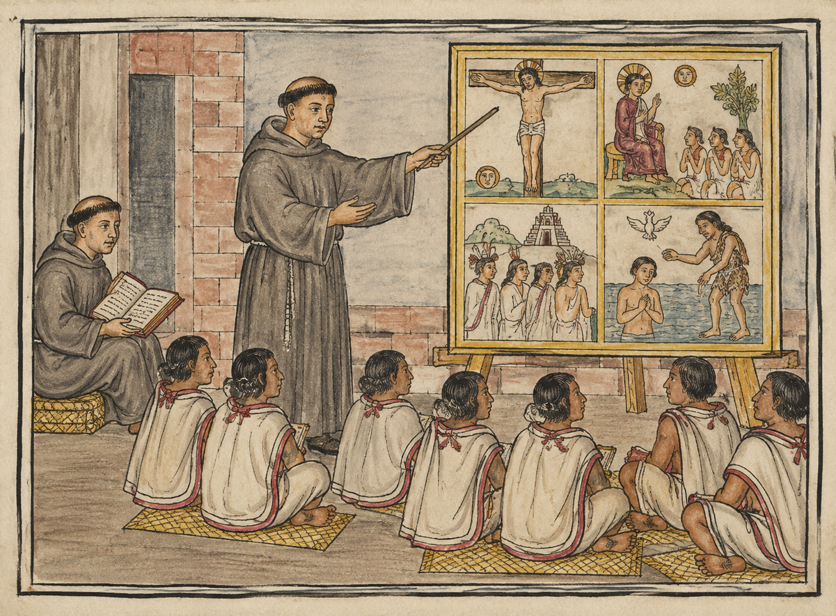 Los niños indígenas que vigilaban a sus padres durante la evangelización de México