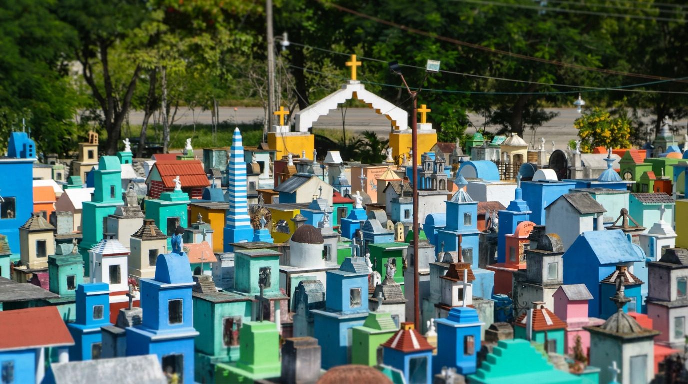 Cementerio de Hoctún, el panteón más colorido