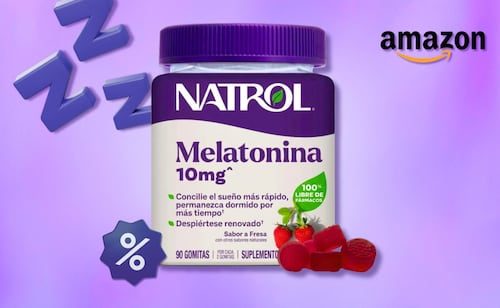 Gomitas de melatonina para conciliar el sueño; el frasco Natrol de 10mg baja a $279 pesos en Amazon